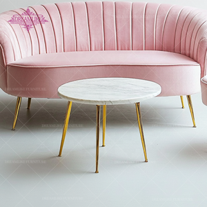 Table basse nordique moderne de luxe en dalle de roche avec base en métal pour le salon ou le restaurant, le bar et le café. - Product Image 2