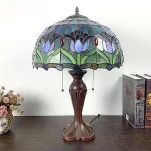 Lámpara <span class=keywords><strong>de</strong></span> Escritorio LED <span class=keywords><strong>de</strong></span> Estilo Tiffany Europeo LongHuiJing <span class=keywords><strong>de</strong></span> 16 Pulgadas con Diseño <span class=keywords><strong>de</strong></span> Flor <span class=keywords><strong>de</strong></span> Tulipán en <span class=keywords><strong>Vidrio</strong></span> Teñido, Alimentación por CA, Aspecto Vintage, Simple y Flexible - Product Image 2