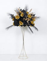 Rose artificielle noire dorée de haute qualité avec plumes pour mariage de luxe, décoration de maison, hôtel, accessoires photo