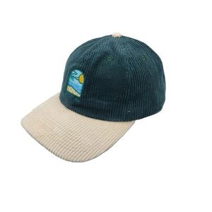 Gorra de Béisbol Personalizada de 6 Paneles, de Pana de Algodón Verde, Sin Estructura - Product Image 1