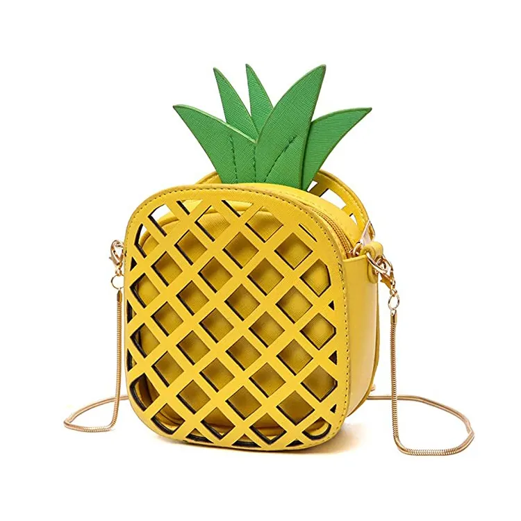 2 in 1 hollow out fruits shape purse shoulder bag children pineapple handbag for girls