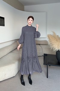 Turkish-style Pleated Dress - White Elegant Plus-size Dress - Product Image 2