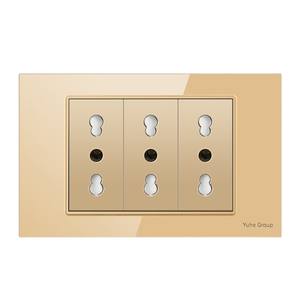 Prise murale double USB-C en verre trempé, norme italienne, avec interrupteur et trois prises de courant - Product Image 6