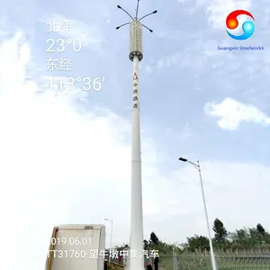 Verzinkter Stahl getarnter Communications Mono Pole Tower mit Glasfaser abdeckung