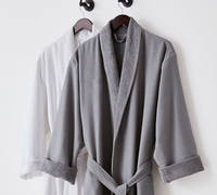 Peignoir d'hôtel 100% coton, extérieur gaufré, intérieur éponge, doux et moelleux, unisexe, luxe, spa, hôtel, maison, broderie personnalisée du logo