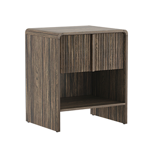 Nightstand In Jacobean Walnut Wood With <b>Open</b> Shelf For Bedroom <b>Storage</b> - Product Image 5