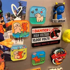 Hinchee Custom Low Price Anime Cartoon Fridge Stickers Magnetic Colourful Design 3D Epoxy Acrylic Fridge Stickers Door Cover