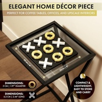 Lucite Tic Tac Toe noir brillant avec O doré et X argenté pour les jeux et la décoration intérieure