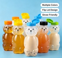 Bouteille de jus transparente en forme d'ours de dessin animé, épaissie, créative et mignonne, pour thé au lait, eau ou savon liquide pour enfants