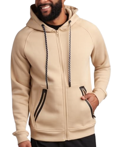 Custom Wool/Nylon Zip Hoodie Oversized Fit Solid Color French Terry Premium Eco-Friendly Sporty Winter High Quality Men's Hoodie - Product Image 1