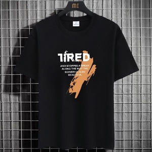 Camiseta de verano INS estampada a la moda para hombre, camiseta juvenil de talla grande que combina con todo, patrón sólido de media manga, ajuste holgado, pantalla de seda informal - Product Image 4