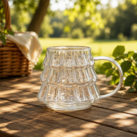 Tasse à café en verre borosilicate soufflé à la main, style moderne et minimaliste, avec poignée transparente, pour café glacé et latte américain, idéale pour Noël