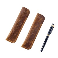 Étui à crayons de bureau en cuir véritable rétro Wincheer, étui pour stylo plume, logo personnalisé, fait main, cuir de vachette de première qualité, qualité supérieure