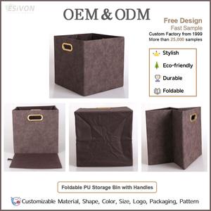 Contenedor de Almacenamiento Plegable de Cuero Sintético PU al por Mayor con Asas, Organizador Cúbico de Gran Capacidad Multiusos de Piel Sintética Plegable - Product Image 2