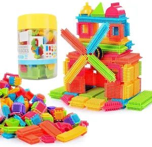 Tidak Beracun 100 Buah Blok Bangunan 3D Bentuk Bulu Blok Bangunan Mainan Set Bulu Blok Bangunan untuk Balita Anak-anak