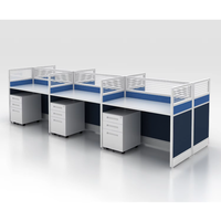 Poste de travail de bureau moderne avec cloison, blanc, réglable, 4/6 places, pour personnel, avec séparateur d'intimité