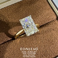 Bague de fiançailles solitaire personnalisée en or 9K 10K 14K 18K ou platine PT950 avec diamant de laboratoire taille radiant 3 carats VVS2 et tige torsadée à 4 griffes