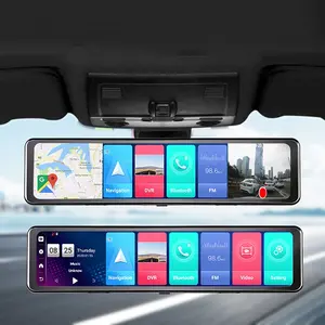 Espelho retrovisor para carro, android 8.1 2g + 32g 4g 12 polegadas, espelho retrovisor, gps navi dash, dual câmera 1080p, carro dvr, adas, super noite