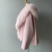 Manteau en cachemire fait main Jxwatcher, style ample, élégant, personnalisé, pour femme, avec col en vraie fourrure de renard, en laine double face, pour l'hiver