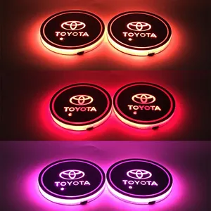 Suporte de copo led para carro, esteira de carregamento usb à prova d'água com 7 cores, decoração interior para lâmpadas