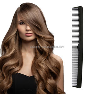 Vente chaude noir antistatique résistant à la chaleur en Fiber de carbone coupe de cheveux peigne de barbier à dessus plat pour salon et <span class=keywords><strong>maison</strong></span> - Product Image 1