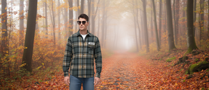 Chemise en flanelle à carreaux pour homme HCX22, 100% coton, manches longues, décontractée, pour l'automne, col rabattu, bouton unique sur le devant, logo - Product Image 2