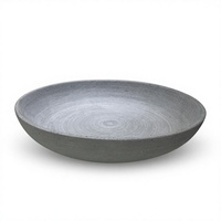 Bol décoratif pour fruits en résine de poudre de pierre à texture poreuse brossée en spirale, gris clair mat, imitation béton, peu profond, rond, à large ouverture