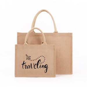 Sac fourre-tout en jute de plage pour courses d'épicerie supermarché réutilisable imprimé logo personnalisé - Product Image 2