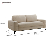 Sofá Cama Convertible de Tela de Lujo con Colchón, Manual, 3 Plazas, Moderno, Plegable, para Hotel o Villa
