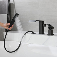 Ensemble de robinetterie de douche moderne noir mat en cuivre avec jet pluie, 1 poignée, montage sur pont, design apparent, pour prix de gros