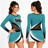 Tenues de cheerleading personnalisées SNG All Star Competition Premium en spandex/polyester, avec strass, haut et jupe de cheerleading, ensemble complet pour l'entraînement