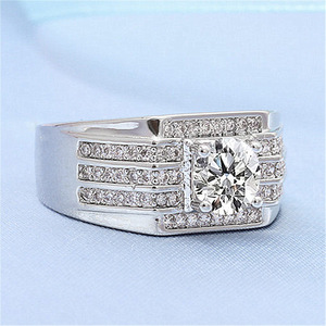 Fast Shining Herren dreireihiger Diamantring 2 Karat Moissan ite Trendy Atmosphere mit dominantem Gentlemen's Style - Product Image 4