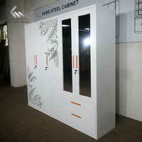 Armoire métallique simple, penderie en acier avec cintres amovibles, motif imprimé, pour chambre à coucher