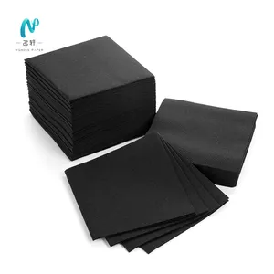 Mingxuan Personalize Napkins For Restaurant Custom With Logo Black White Airlaid Beverage Cocktail Bar Lunch Dinner Napkins