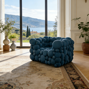 Divano Modulare di Lusso Blu Scuro con Design Artistico Moderno, Arredamento per Soggiorno di Ville e Hotel di Alta Gamma - Product Image 5