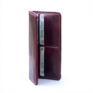 Hot selling Genuine Leather Long Wallet Vintage Clutch <b>Purse</b> for Women Zipper Linen Lined 88007 - Product Image 4