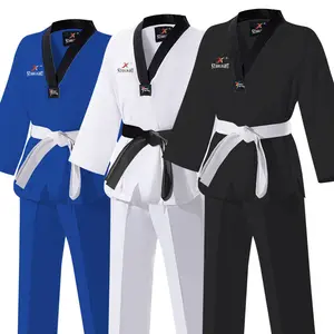 Adult Kid WTF Style Ribbed Taekwondo Polycotton Suit Dobok Martial Art  Athletics