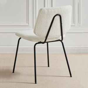 Hiện đại sang trọng nhà hàng đồ nội thất nhà bếp phòng ăn ghế gói <span class=keywords><strong>4</strong></span> xếp chồng trắng boucle nhung Ghế ăn với chân kim loại - Product Image 3