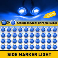 3/4 "12V feu de position LED balle ambre rouge camion remorque RV lampe latérale ronde 12V24V cadre en acier inoxydable 3 feux de signalisation LED