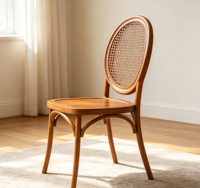 Chaise de salle à manger moderne européenne écologique avec dossier en maille et design en rotin, chaise de loisirs simple pour café, hôtel et usage domestique