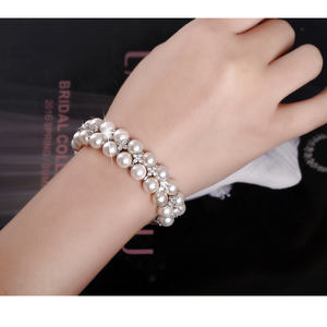 Trend CZ zirkonya kristal lüks gelin 2 satır düğün hint Kundan boncuk inci tenis bilekliği bileklik Boho bilek takı - Product Image 2