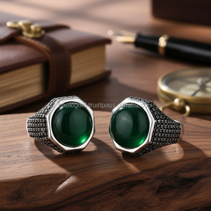 925K Sterling Silver Agate Men <b>Ring</b> - Product Image 3