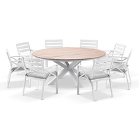 Ensemble de table et chaises de patio rondes résistantes aux intempéries, structure en aluminium, meubles de repas confortables pour l'extérieur, pour cour et bord de piscine