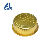 Conteneur Rond en Aluminium 4000ml avec Bord Doré, Qualité Alimentaire, Résistant au Four et au Congélateur, Anti-Fuite, pour Barbecue, Cuisson, Rôtissage, Restauration