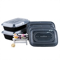 Contenants à nouilles jetables pliables personnalisables en PP, 2 à 4 compartiments, couvercles transparents, emballage alimentaire de qualité alimentaire, boîte à emporter