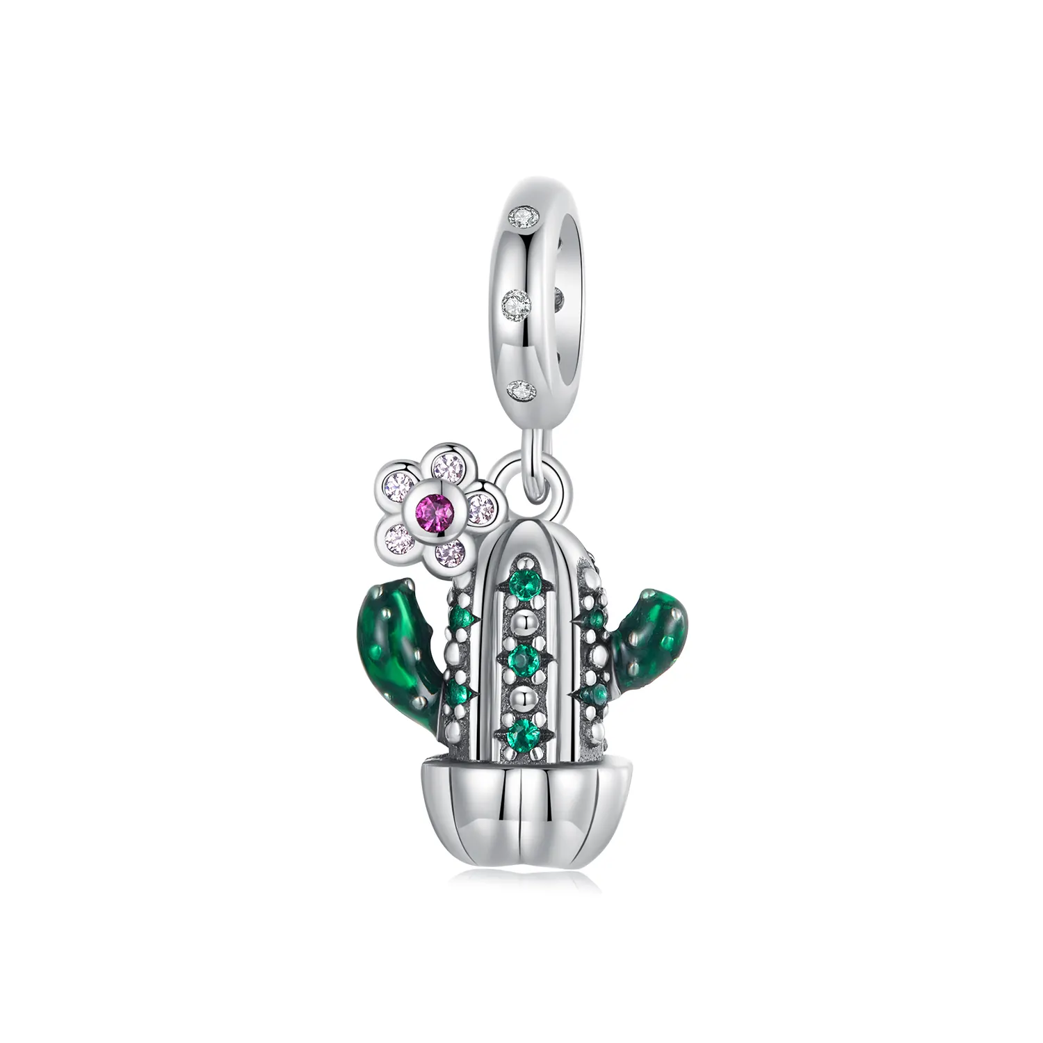 Ciondolo personalizzato s925 gioielli in argento sterling giy braccialetto accessorio collana ciondolo charm squisito cactus pianta in vaso