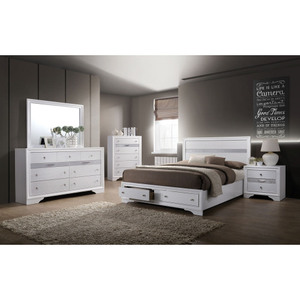 Modern <b>White</b> Finish Silver Accents 2-Drawer Storage Nightstand with Nickel Knob <b>Bedside</b> <b>Table</b> Bedroom Furniture - Product Image 6
