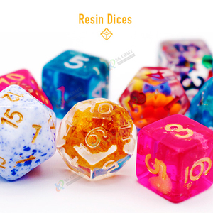 Professional customized polyhedral acrylic resin plastic crystal dice for role playing game 16mm dice set