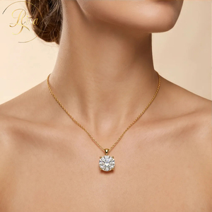 Colgante Solitario de Diamante <span class=keywords><strong>Elisa</strong></span> VVS D, Fabricado en Laboratorio, en Oferta, Oro de 18K, Diamante CVD HPHT Creado en Laboratorio, Colgante con Cadena, Joyería Fina para Mujer - Product Image 3