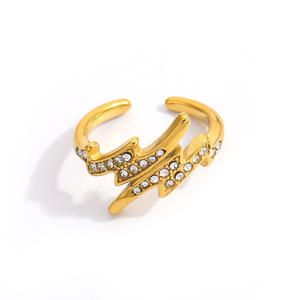 Anillo Lightning Bolt, Chapado en Oro de 18k, Aleación de Zinc, Ajustable, Joyería para Mujer, Regalo, Diseño Geométrico - Product Image 5